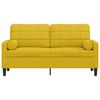vidaXL Dvivietė sofa su pagalvėlėmis, geltonos spalvos, 140cm, aksomas