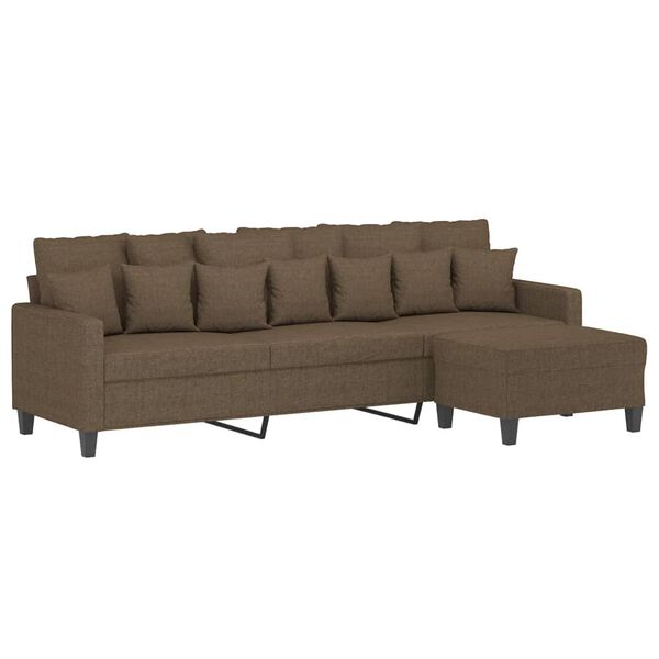 vidaXL Trivietė sofa su pakoja, rudos spalvos, 210cm, audinys