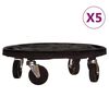 vidaXL Augalų padėklai su ratukais, 5vnt., juodi, 40cm, 275kg