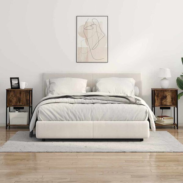 vidaXL &Scaron;alia lovos spintelė Rūkyta ąžuolas 38 x 31 x 61 cm