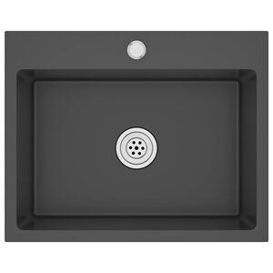 vidaXL Virtuvės plautuvė, juoda, rankų darbo, nerūdijantis plienas