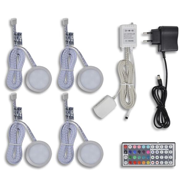 4 Apvalūs Lipdomi LED &Scaron;viestuvai Spintelėms