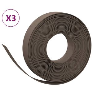 vidaXL Sodo apvadai, 3vnt., rudi, 10m, 10cm, polietilenas