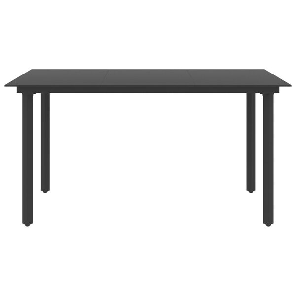 vidaXL Sodo valgomojo komplektas, 7 dalių, juodas, PVC ratanas