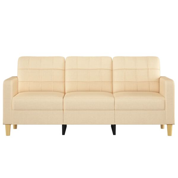 vidaXL Trivietė sofa, kreminės spalvos, 180cm, audinys