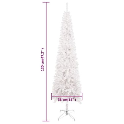 vidaXL Siauria Kalėdų eglutė, baltos spalvos, 120cm