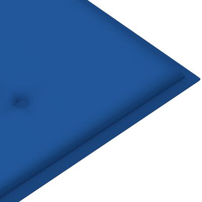 vidaXL Sodo suoliukas su karališka mėlyna pagalvėle, 112cm, tikmedis