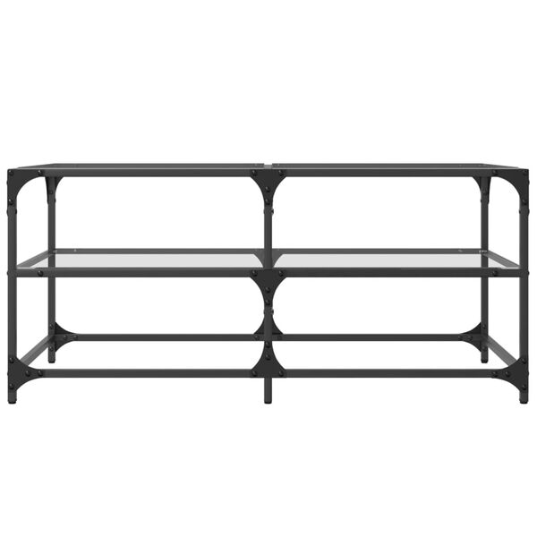 vidaXL Kavos staliukas su skaidriu stalviršiu, 98,5x50x45cm, plienas