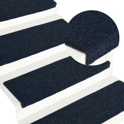 vidaXL Laiptų kilimėliai, 15vnt., mėlyni 65x21x4cm perforuoti adatomis
