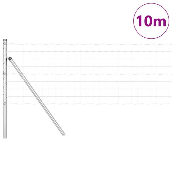 vidaXL Tvora su stulpais Sidabro 0,6 x 10 m Plienas ir PVC