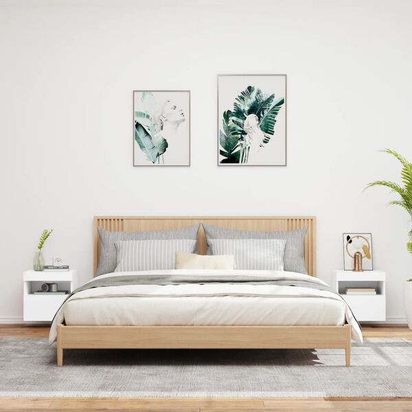 vidaXL Sieninės TV spintelės su LED, 2vnt., baltos, 40x30x40cm