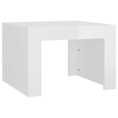 vidaXL Kavos staliukas, baltos spalvos, 50x50x35cm, MDP, blizgus