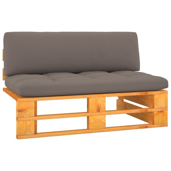 vidaXL Vidurinė sodo sofos dalis i&scaron; palečių, rudai impregnuota pu&scaron;is