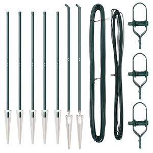 vidaXL Tvorelių stulpai 7 pcs Žalia Ø32mm 180 cm Galvanizuotas plienas