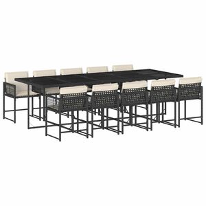 vidaXL Sodo komplektas su pagalvėlėmis, 11 dalių, juodas, poliratanas
