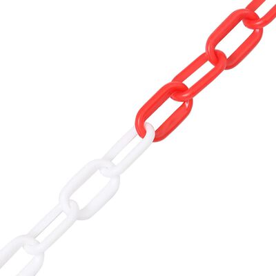 vidaXL Įspėjamoji grandinė, raudonos/baltos spalvos, 100m, plastikas