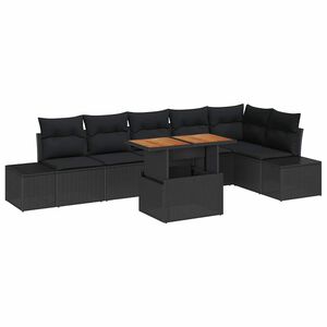 vidaXL Sodo Sofų Rinkinys 7 vnt. Juoda ir Ruda