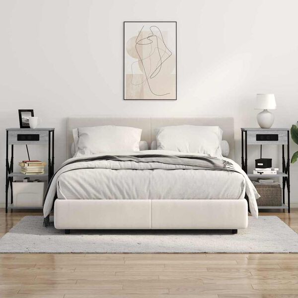 vidaXL &Scaron;alia lovos spintelė su lentyna Pilkas Sonoma 41 x 31 x 76 cm