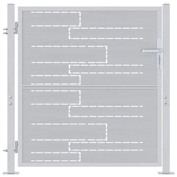 vidaXL Sodo vartai su užraktu Sidabro 96 x 100 cm Nerūdijantis Plienas