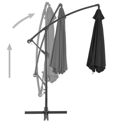 vidaXL Gembės formos skėtis su aliuminio stulpu, juodos spalvos, 300cm