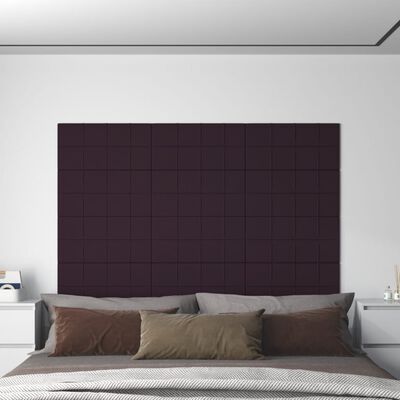 vidaXL Sienų plokštės, 12vnt., violetinės, 60x30cm, audinys, 2,16m²