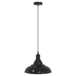 vidaXL Pakabinamas &scaron;viestuvas, reguliuojamo auk&scaron;čio, E27, blizgios juodos spalvos, &Oslash; 31 cm, metalas