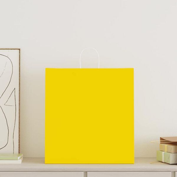 vidaXL Popieriniai mai&scaron;eliai 50vnt. su rankenomis, geltonos 45x17x48cm