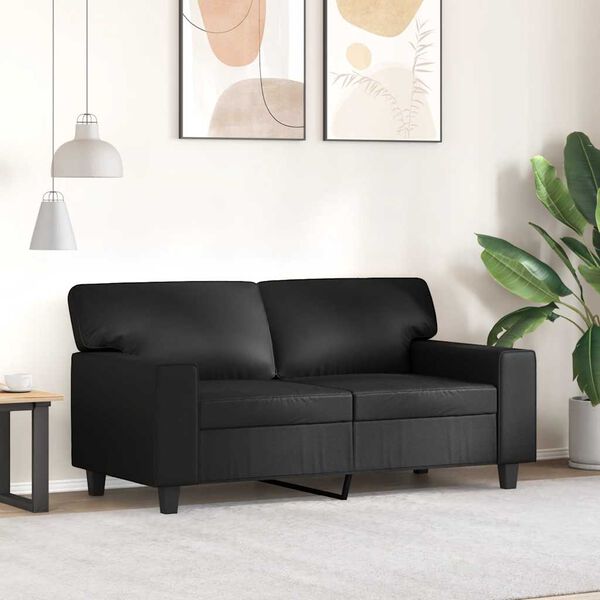 vidaXL Dvivietė sofa, juodos spalvos, 120cm, dirbtinė oda