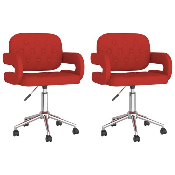 vidaXL Pasukamos valgomojo kėdės, 2vnt., vyno raudonos, dirbtinė oda