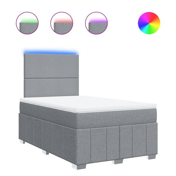 vidaXL Lova su spyruoklėmis ir čiužiniu, pilka, 120x190cm, audinys