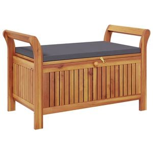 vidaXL Sodo suoliukas-daiktadėžė su pagalvėle, 91cm, akacijos masyvas