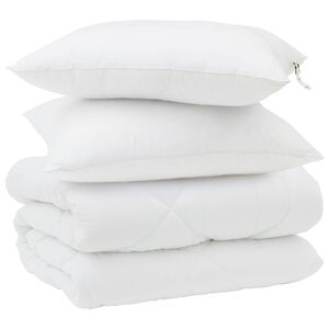 vidaXL Žiemos antklodė su pagalve 3 pcs Balta Mikropluo&scaron;tas