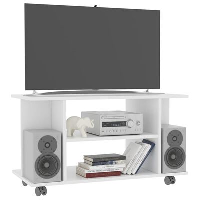 vidaXL TV spintelė su ratukais, baltos spalvos, 80x40x45 cm, mediena