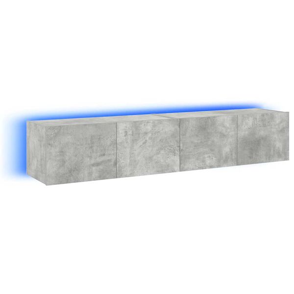 vidaXL Sieninės TV spintelės su LED, 2vnt., betono pilkos, 80x35x31cm