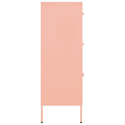 vidaXL Spintelė su stalčiais, rožinės spalvos, 80x35x101,5cm, plienas