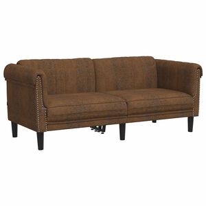 vidaXL Dvivietė sofa, rudos spalvos, dirbtinė versta oda