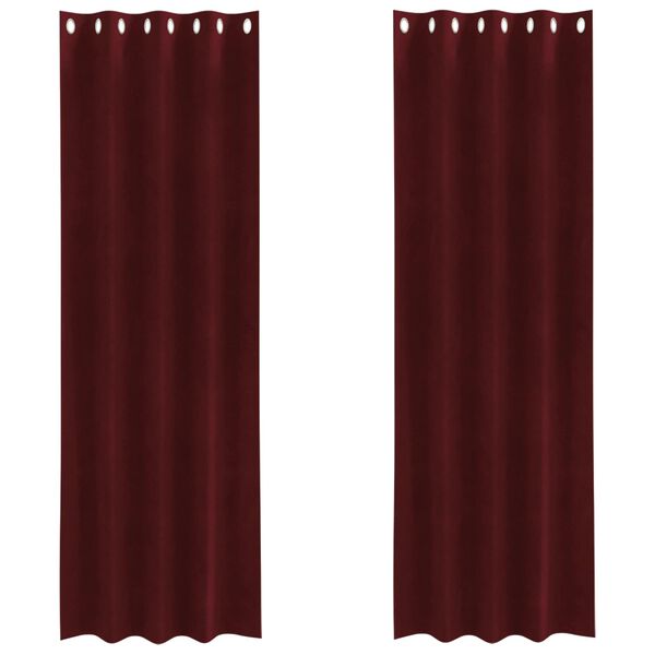 vidaXL Užtemdymo užuolaidos 2 pcs Vyno raudona 140 x 225 cm Aksomas