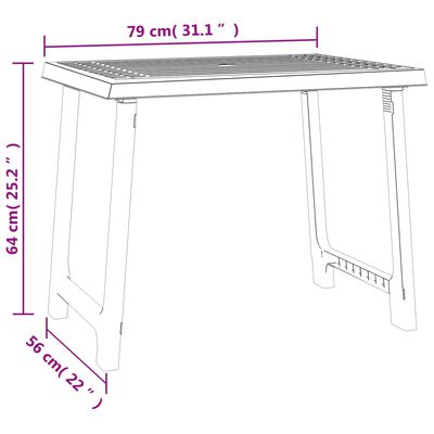 vidaXL Stovyklavimo stalas, antracito, 79x56x64cm, PP