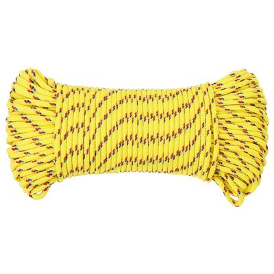 vidaXL Valties virvė, geltonos spalvos, 5mm, 25m, polipropilenas