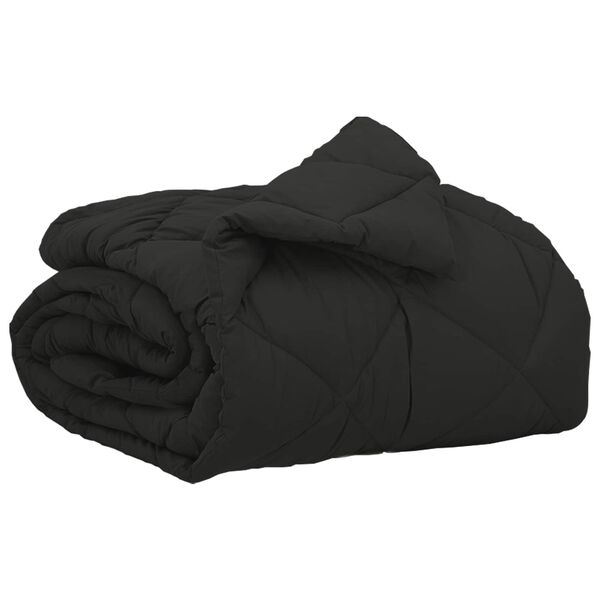 vidaXL Pilna metų antklodė Juoda 220 x 135 cm Mikropluo&scaron;tas