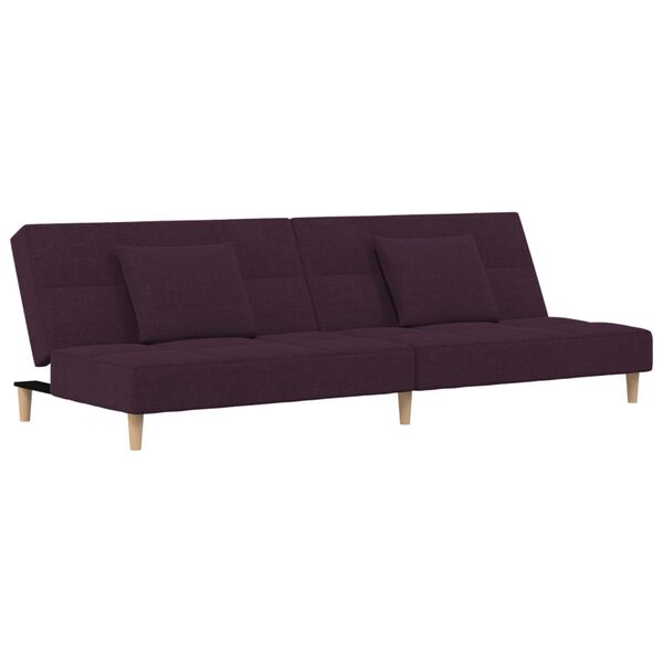 vidaXL Dvivietė sofa-lova su pagalvėmis ir pakoja, violetinė, audinys