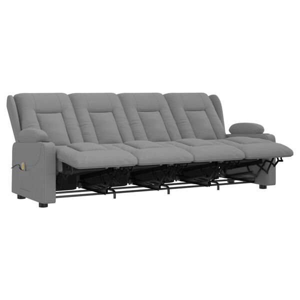 vidaXL Keturvietis atlošiamas masažinis krėslas, pilkas, dirbtinė oda