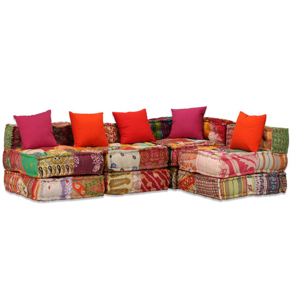 vidaXL Modulinės sofos kompl., 16d., audin., skiaut.,