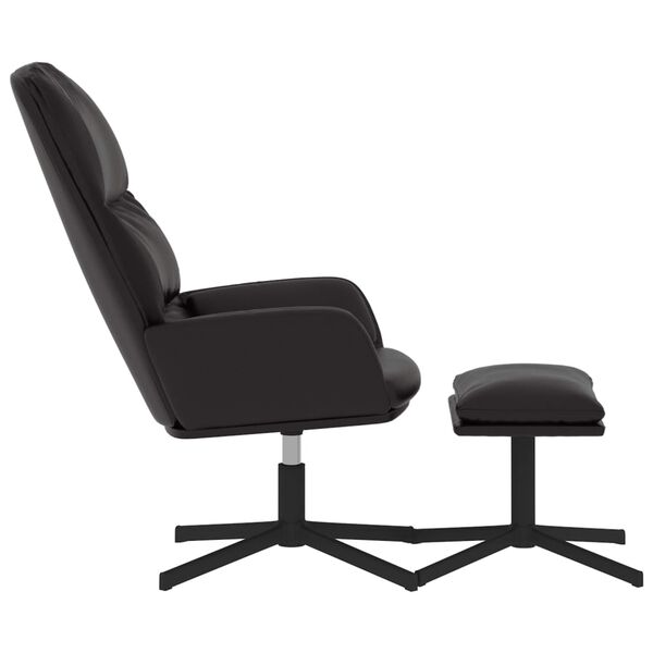 vidaXL Poilsio kėdė su taburete, juodos spalvos, dirbtinė oda