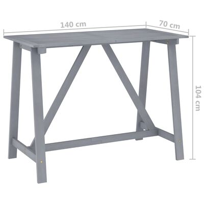 vidaXL Sodo baro stalas, pilkas, 140x70x104cm, akacijos masyvas