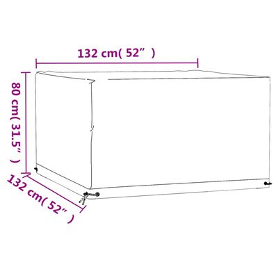 vidaXL Sodo baldų uždangalas, 132x132x80cm, 8 kilputės, stačiakampis