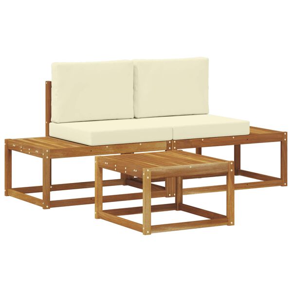 vidaXL Lauko sofos komplektas su pagalve 3 pcs Natūrali