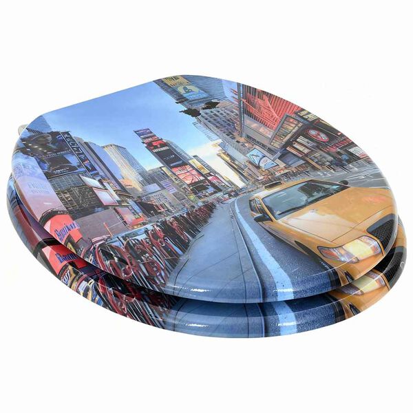 vidaXL Tualeto sėdynė Įvairiaspalvis 43,8 x 37,8 cm MDF plok&scaron;tė