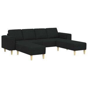 vidaXL Svetainės sofa 3 pcs Juoda Poliesteris