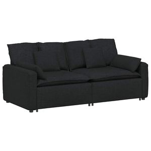 vidaXL Modulinė sofa su pagalvėlėmis, juoda